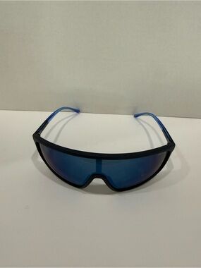Armani Exchange Blue Mirror Shield Sunglasses with Black Frame
